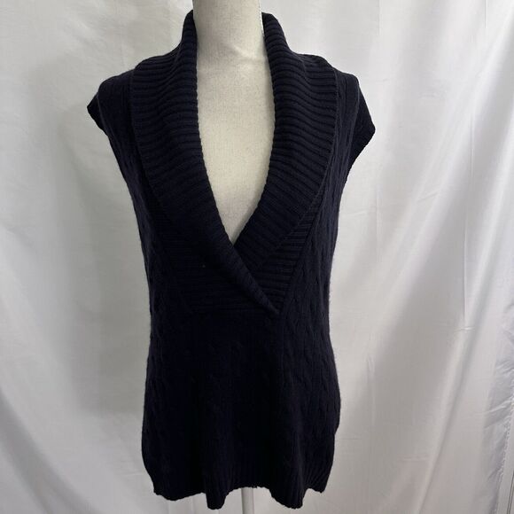 Ralph Lauren Black Label 100% Cashmere Cable Knit Sleeveless Sweater Vest LARGE